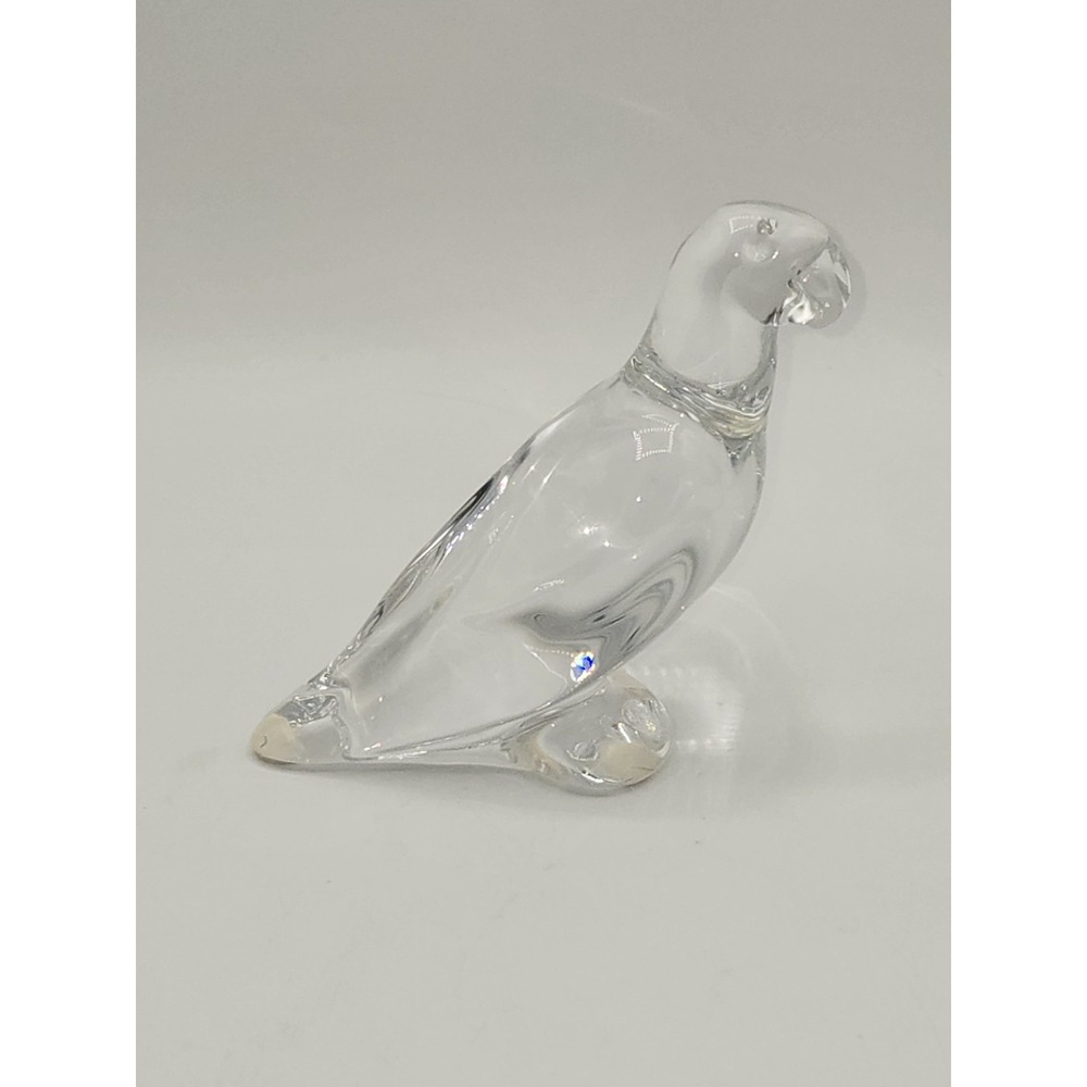 Baccarat Crystal Parrot Bird Figurine Clear Art Glass France Signed 5.5"